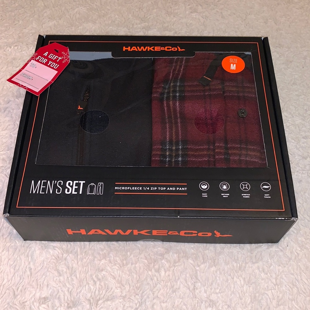 NWT Hawke & Co Boxed Microfleece 2-Piece Sleep Set - 1/4 Zip Top & Pajama Pant